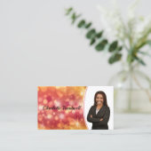Carte De Visite Coral professionnel Bokeh Sparkle Photo personnali (Debout devant)