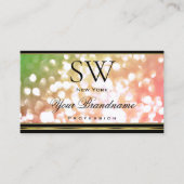 Carte De Visite Coral rose vert Ombre Parties scintillant Monogram (Devant)