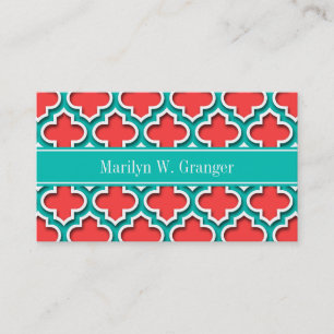 Carte De Visite Coral Rouge, Marocain Turquoise #5DS Nom Turquoise