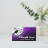 Carte De Visite Corbeau noir Silhouette sur Lune Edgy Gothique (Debout devant)
