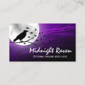 Carte De Visite Corbeau noir Silhouette sur Lune Edgy Gothique (Devant)