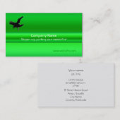 Carte De Visite Corbeau noir sur effet métallique vert (Devant / Derrière)