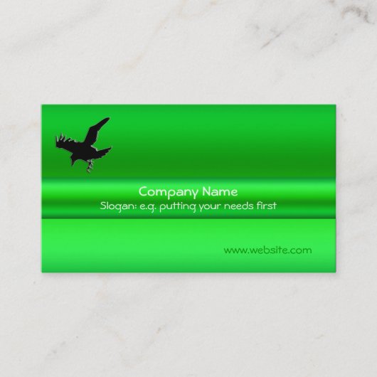 Carte De Visite Corbeau noir sur effet métallique vert (Devant)