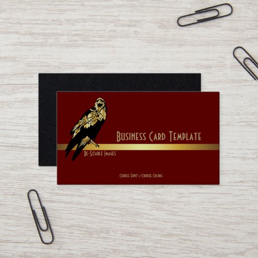 Carte de visite Corbeau Oiseau Noir Doré (Devant/Arrière en situation)
