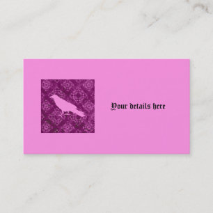 Carte De Visite Corbeau rose sur la damassé rose et pourpre