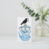 Carte De Visite Corbeau squelette clé et théière (Debout devant)
