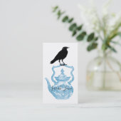 Carte De Visite Corbeau Sur La Théière Bleue (Debout devant)