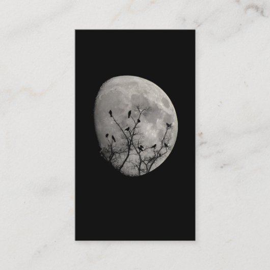 Carte De Visite Corbeaux gothiques Lune Silhouette (Devant)