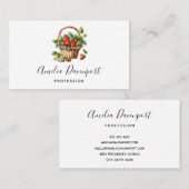 Carte De Visite Corbeille pleine de fraises (Devant / Derrière)