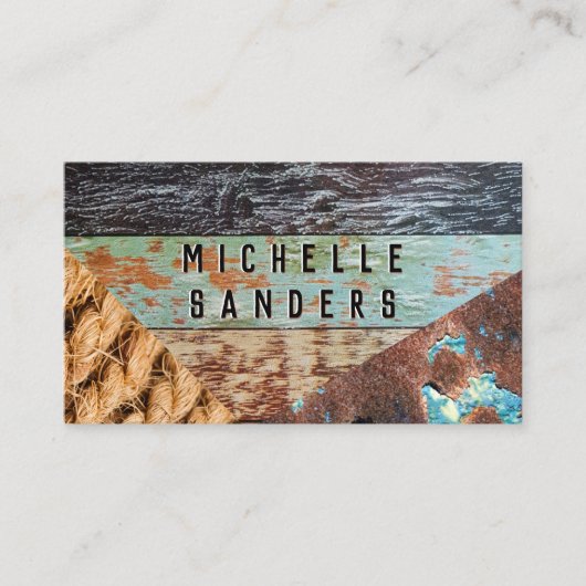 Carte De Visite Corde | Bois | Métal rouillé (Devant)