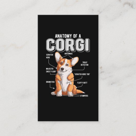 Carte De Visite Corgi Anatomie Funny Chien (Devant)
