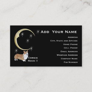 Carte De Visite Corgi de Gallois de Pembroke avec la lune et les
