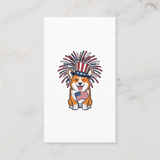 Carte De Visite Corgi patriote Feu d'artifice Chien Conception vec (Devant)