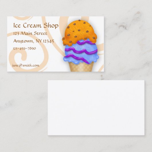 Carte De Visite Cornet de crème glacée (Devant / Derrière)