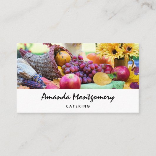 Carte De Visite Cornucopia Autumn Harvest Table du chef (Devant)
