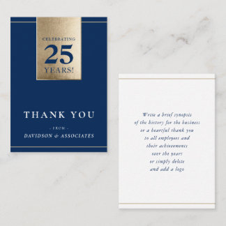 Carte De Visite CORPORATE ANNIVERSARY business navy white gold