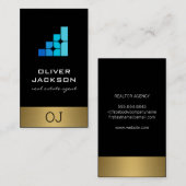 Carte De Visite Corporate Geometric Blue Shapes Logo (Devant / Derrière)