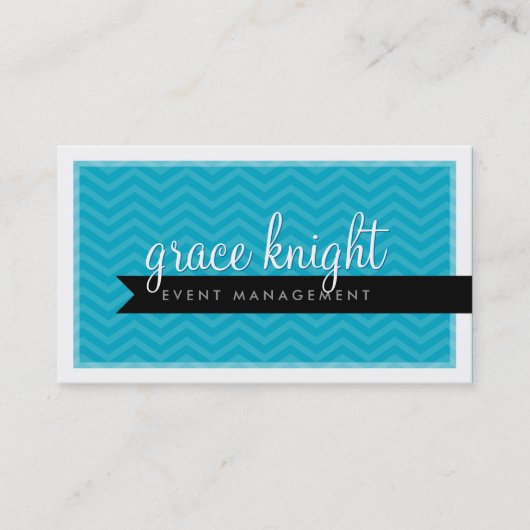 Carte De Visite CORPORATE moderne simple chevron clair aqua bleu (Devant)