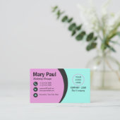 Carte de visite corporatif moderne violet et aqua (Debout devant)