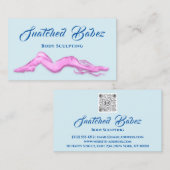 Carte De Visite Corps sculpté Beauté Logo Massage QRCODE BleuRose (Devant / Derrière)