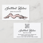 Carte De Visite Corps sculpté Beauté Logo Massage QRCODE rose (Devant / Derrière)