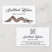 Carte De Visite Corps sculpté Beauté Logo Massage QRCODE Rose (Devant / Derrière)