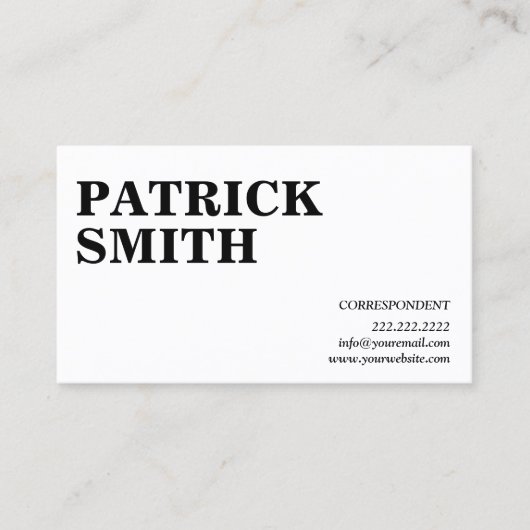Carte De Visite Correspondant professionnel minimaliste simple (Devant)