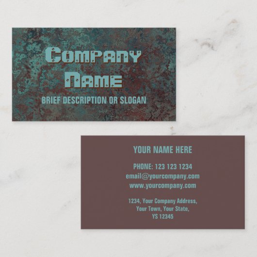 Carte De Visite Corrosion "cuivre" impression "description" (Devant / Derrière)