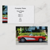 Carte De Visite Corvette rouge et blanche Convertibe - Platine (Devant / Derrière)