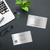 Carte De Visite Cosalon de beauté du code QR Silver