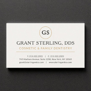 Carte De Visite Cosmétique Dentiste Blanc Or Moderne Elégant Luxe