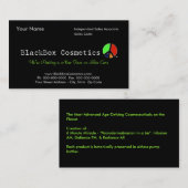 Carte De Visite Cosmétiques de boîte noire, ventes indépendantes (Devant / Derrière)