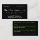 Carte De Visite Cosmétiques de boîte noire, ventes indépendantes (Devant / Derrière)