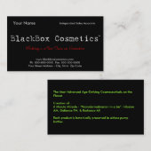 Carte De Visite Cosmétiques de boîte noire, ventes indépendantes (Devant / Derrière)