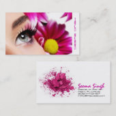 Carte De Visite Cosmétiques magenta de maquilleur de fleur (Devant / Derrière)
