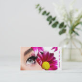 Carte De Visite Cosmétiques magenta de maquilleur de fleur (Debout devant)