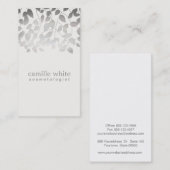 Carte De Visite Cosmetologie Argent Feuille gris (Devant / Derrière)