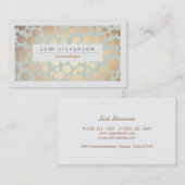 Carte De Visite Cosmetologie Beauté Turquoise Gold Leaf Look (Devant / Derrière)