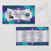 Carte De Visite Cosmétologie de scintillement pourpre turquoise (Devant / Derrière)