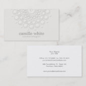 Carte De Visite Cosmetologie Elégante Rosette Monochromatique Blan (Devant / Derrière)