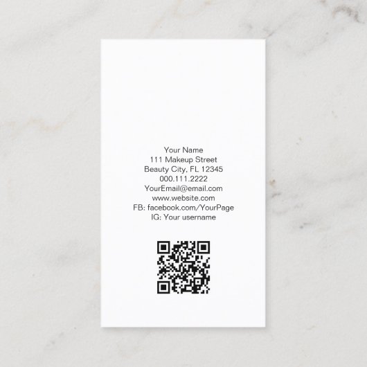 Carte De Visite Cosmétologiste maquillage Beauticier QR Code (Dos)
