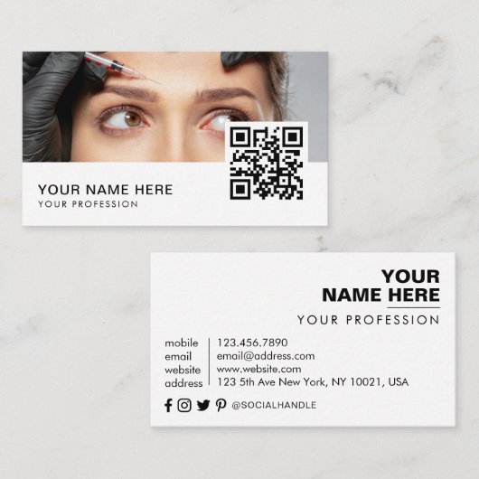 Carte De Visite Cosmetologue Botox Injections Code QR (Devant / Derrière)