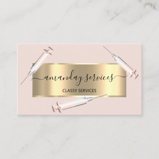 Carte De Visite Cosmetologue de beauté Syringe Botox B12 Rose QRCo (Devant)