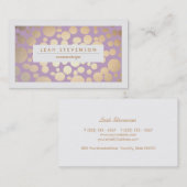 Carte De Visite Cosmetologue de la feuille d'or Faux Purple Stylis (Devant / Derrière)