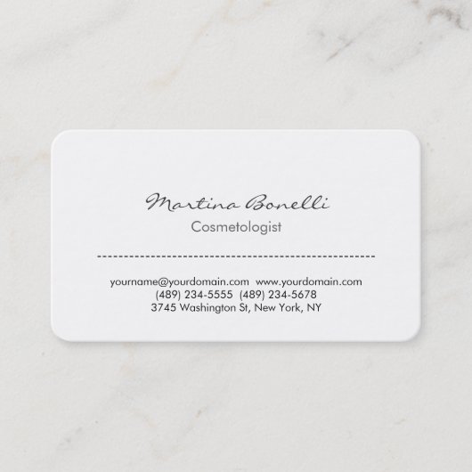 Carte de visite Cosmetologue du coin arrondi blanc (Devant)