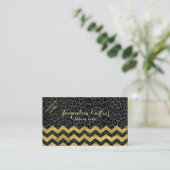 Carte De Visite Cosmetologue du léopard noir Chevron (Debout devant)