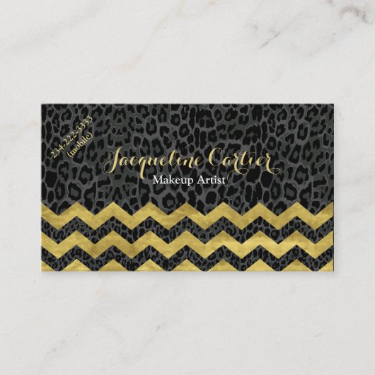 Carte De Visite Cosmetologue du léopard noir Chevron (Devant)