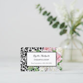 Carte De Visite Cosmétologue Floral Léopard (Debout devant)