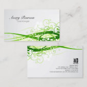 Carte De Visite Cosmetologue Green Floral Vines et Feuilles (Devant / Derrière)