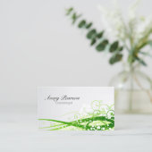 Carte De Visite Cosmetologue Green Floral Vines et Feuilles (Debout devant)